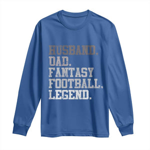 Husband Dad Fantasy Football Legend Long Sleeve Shirt Retro Fathers Day TS10 Royal Blue Print Your Wear