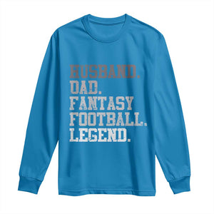 Husband Dad Fantasy Football Legend Long Sleeve Shirt Retro Fathers Day TS10 Sapphire Print Your Wear