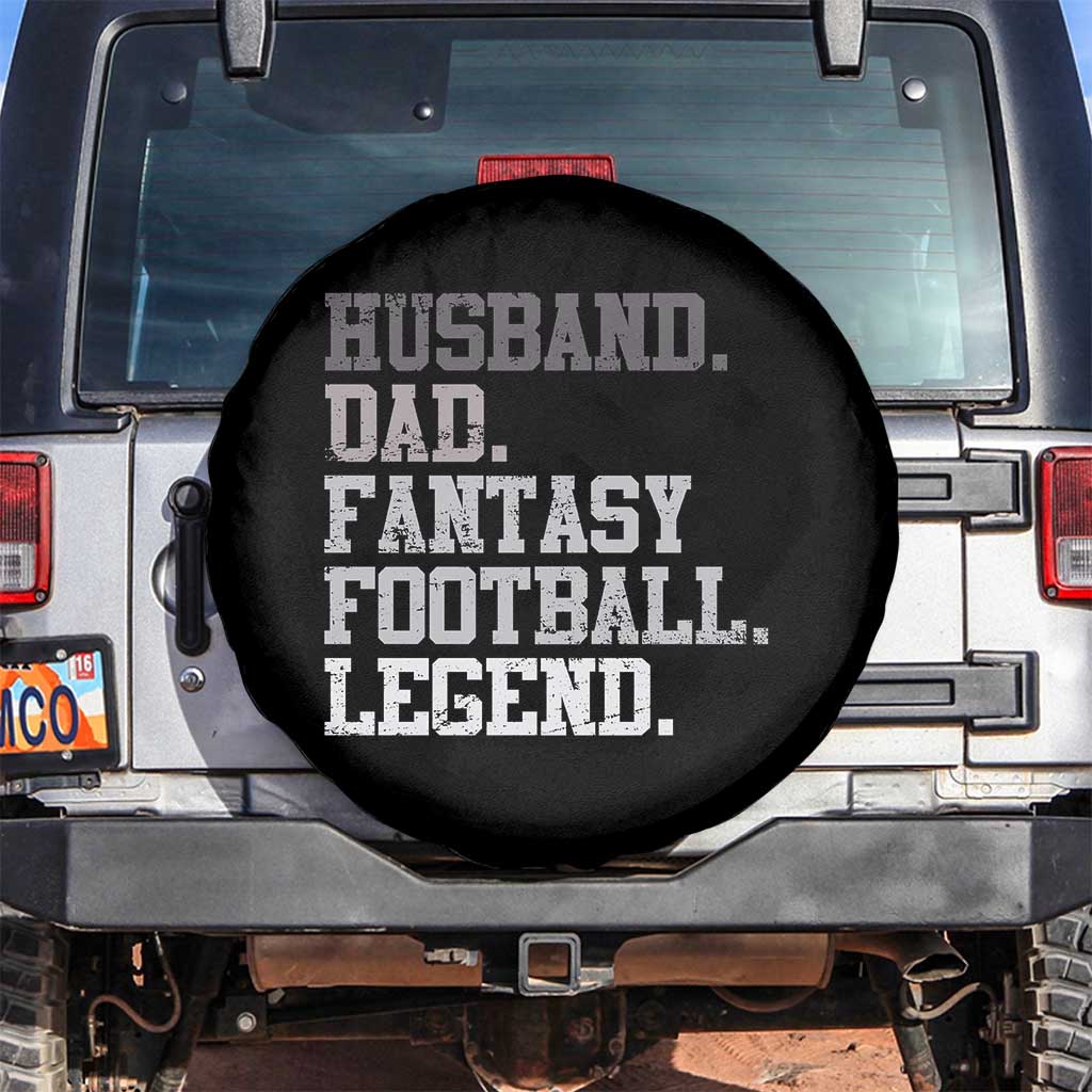 Husband Dad Fantasy Football Legend Spare Tire Cover Retro Fathers Day TS10 No hole Black Print Your Wear