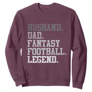 Husband Dad Fantasy Football Legend Sweatshirt Retro Fathers Day TS10 Maroon Print Your Wear