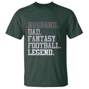 Husband Dad Fantasy Football Legend T Shirt Retro Fathers Day TS10 Dark Forest Green Print Your Wear