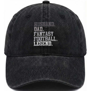 Husband Dad Fantasy Football Legend Washed Cotton Baseball Cap Retro Fathers Day TS10 Print Your Wear