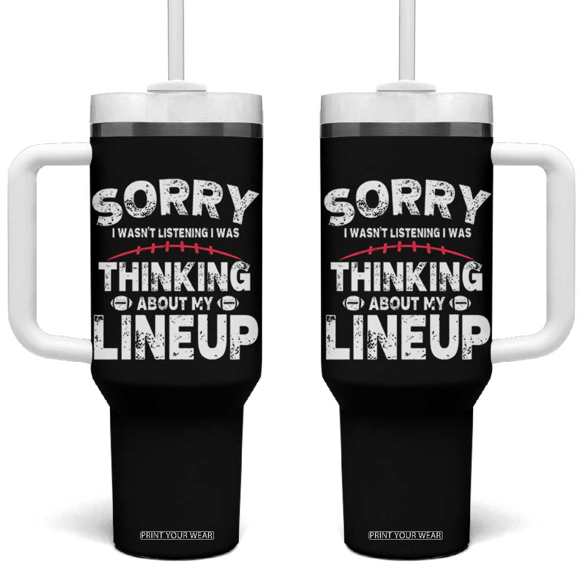 Funny Fantasy Football Player Tumbler With Handle Commissioner Draft Party TS10 One Size: 40 oz Black Print Your Wear