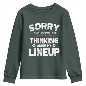 Funny Fantasy Football Player Youth Sweatshirt Commissioner Draft Party TS10 Dark Forest Green Print Your Wear