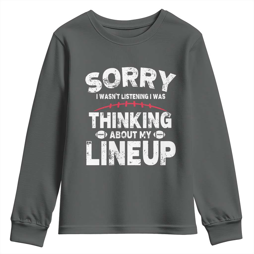 Funny Fantasy Football Player Youth Sweatshirt Commissioner Draft Party TS10 Dark Heather Print Your Wear