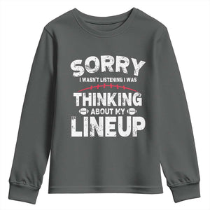 Funny Fantasy Football Player Youth Sweatshirt Commissioner Draft Party TS10 Dark Heather Print Your Wear