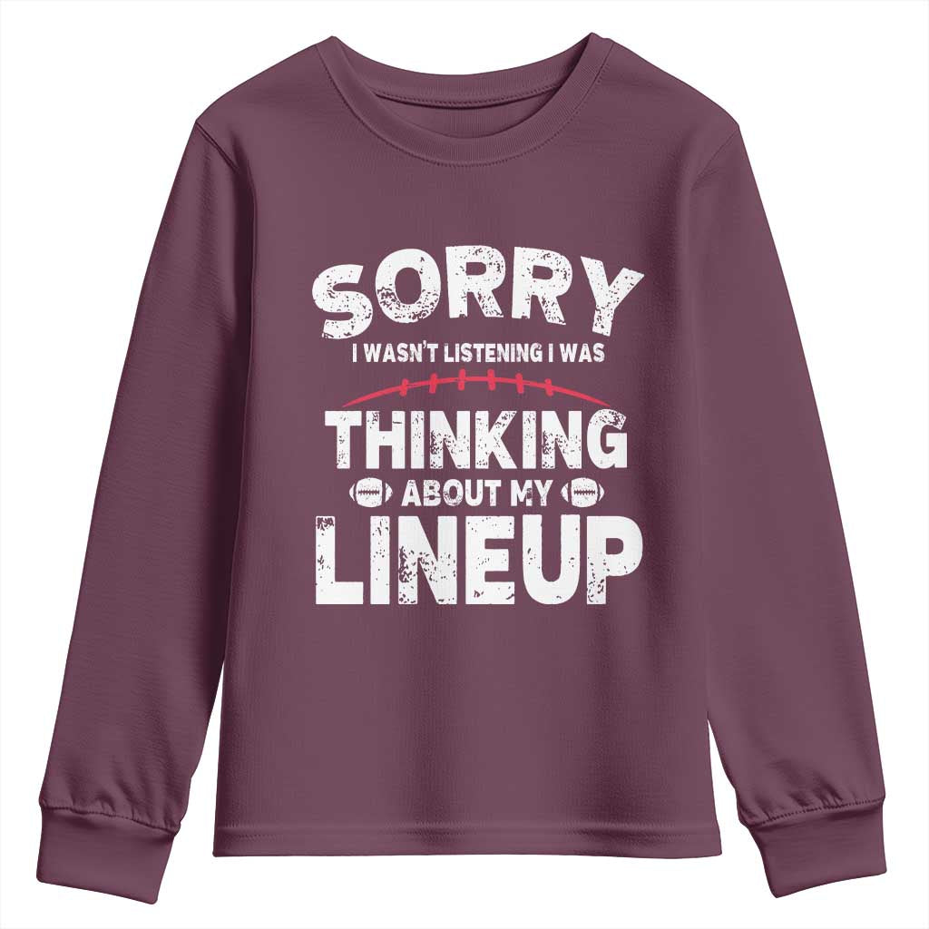 Funny Fantasy Football Player Youth Sweatshirt Commissioner Draft Party TS10 Maroon Print Your Wear