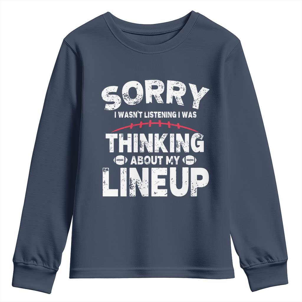 Funny Fantasy Football Player Youth Sweatshirt Commissioner Draft Party TS10 Navy Print Your Wear