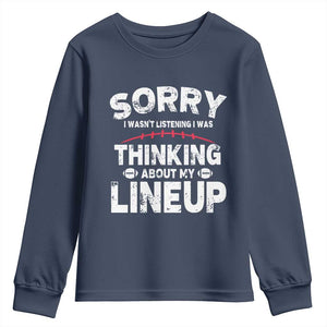 Funny Fantasy Football Player Youth Sweatshirt Commissioner Draft Party TS10 Navy Print Your Wear