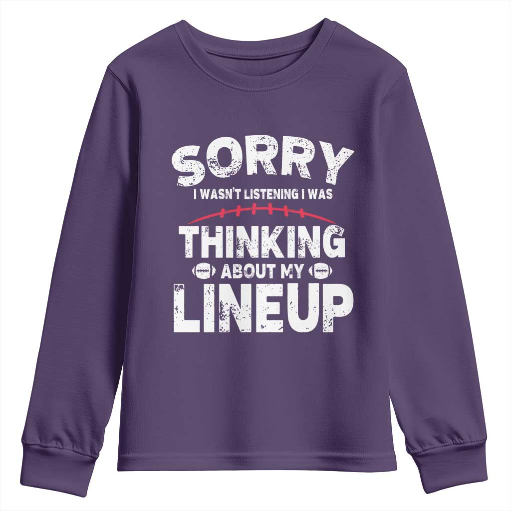 Funny Fantasy Football Player Youth Sweatshirt Commissioner Draft Party TS10 Purple Print Your Wear