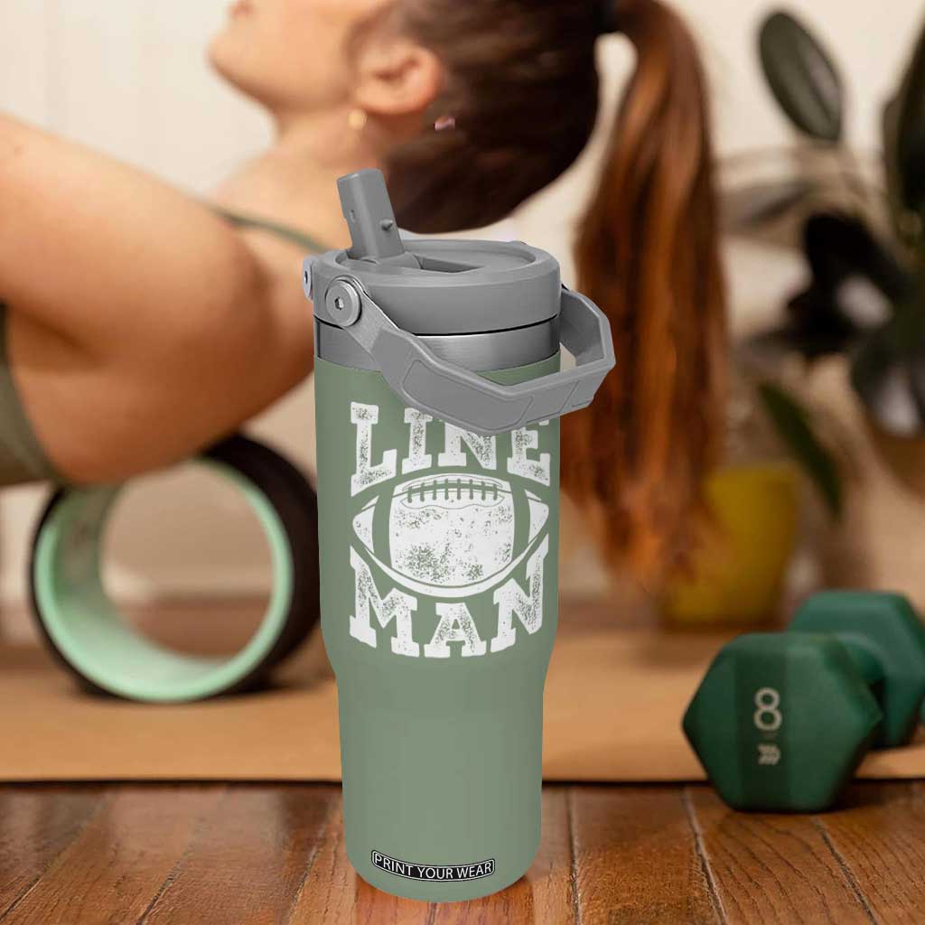 Football Linemen Flip Straw Tumbler Vintage Offensive Lineman TS10 One Size: 30 oz Moss Green Print Your Wear