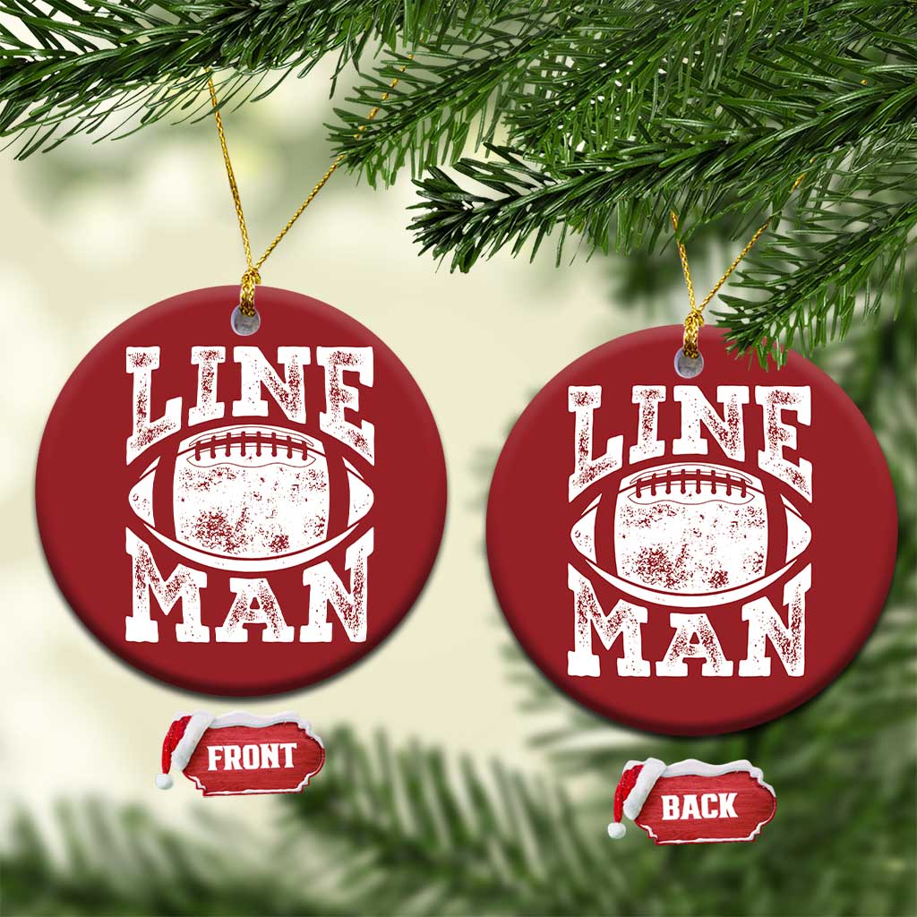 Football Linemen Christmas Ornament Vintage Offensive Lineman TS10 Circle Red Print Your Wear