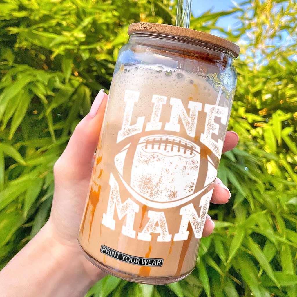 Football Linemen Glass Can Vintage Offensive Lineman TS10 Black Print Your Wear