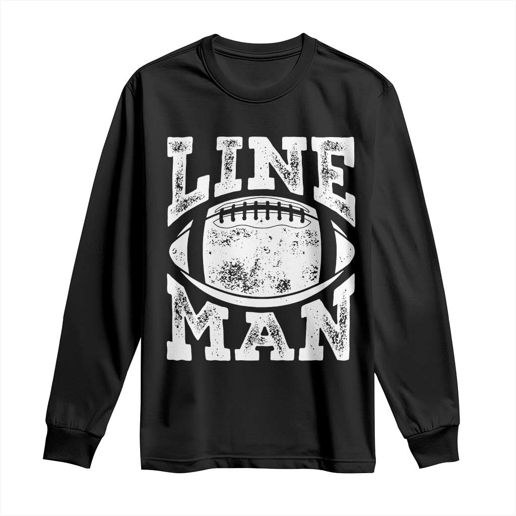 Football Linemen Long Sleeve Shirt Vintage Offensive Lineman TS10 Black Print Your Wear