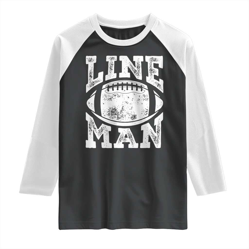 Football Linemen Raglan Shirt Vintage Offensive Lineman TS10 Black White Print Your Wear