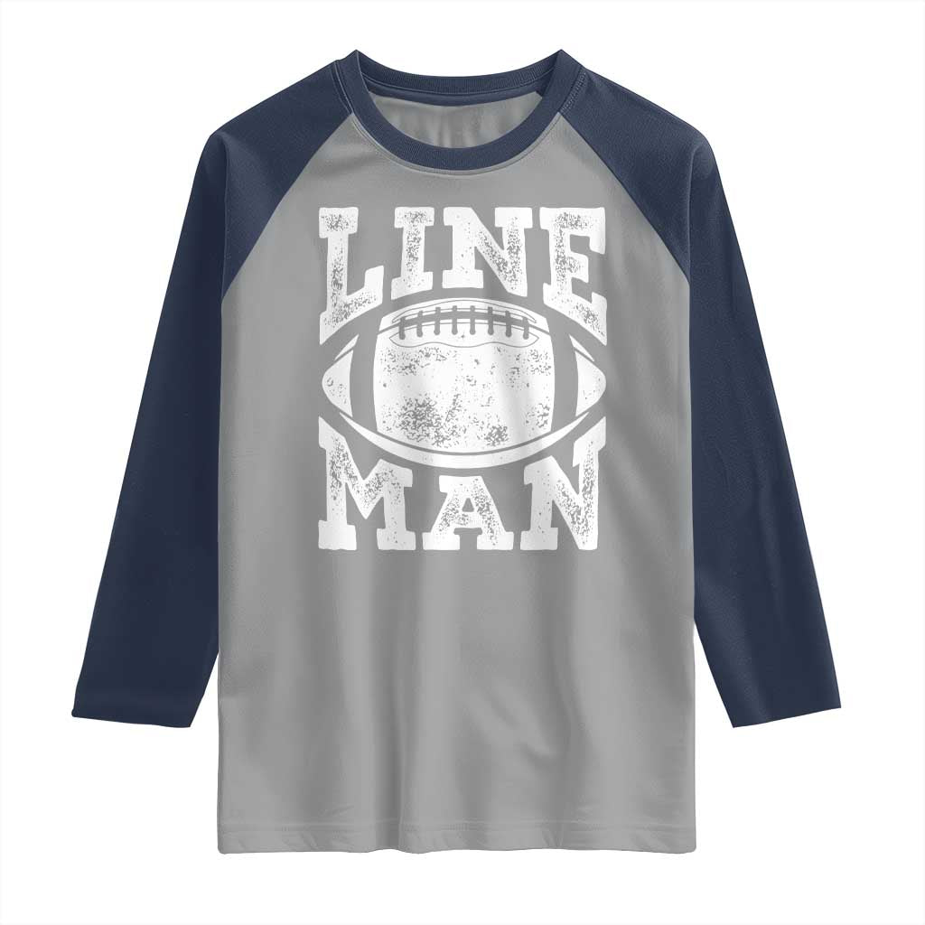 Football Linemen Raglan Shirt Vintage Offensive Lineman TS10 Sport Gray Navy Print Your Wear