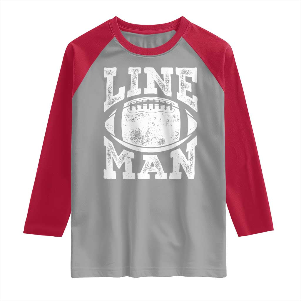Football Linemen Raglan Shirt Vintage Offensive Lineman TS10 Sport Gray Red Print Your Wear