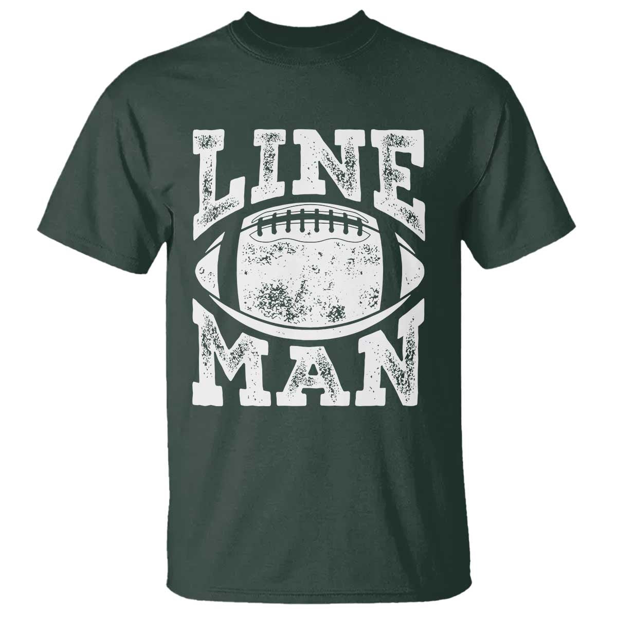 Football Linemen T Shirt Vintage Offensive Lineman TS10 Dark Forest Green Print Your Wear