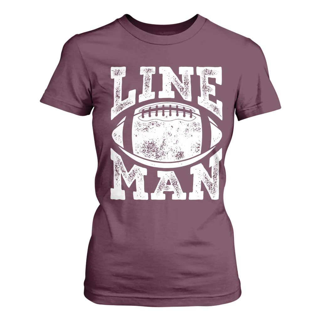 Football Linemen T Shirt For Women Vintage Offensive Lineman TS10 Maroon Print Your Wear
