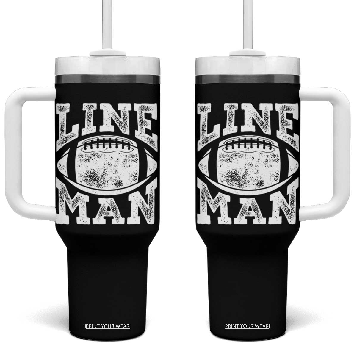 Football Linemen Tumbler With Handle Vintage Offensive Lineman TS10 One Size: 40 oz Black Print Your Wear
