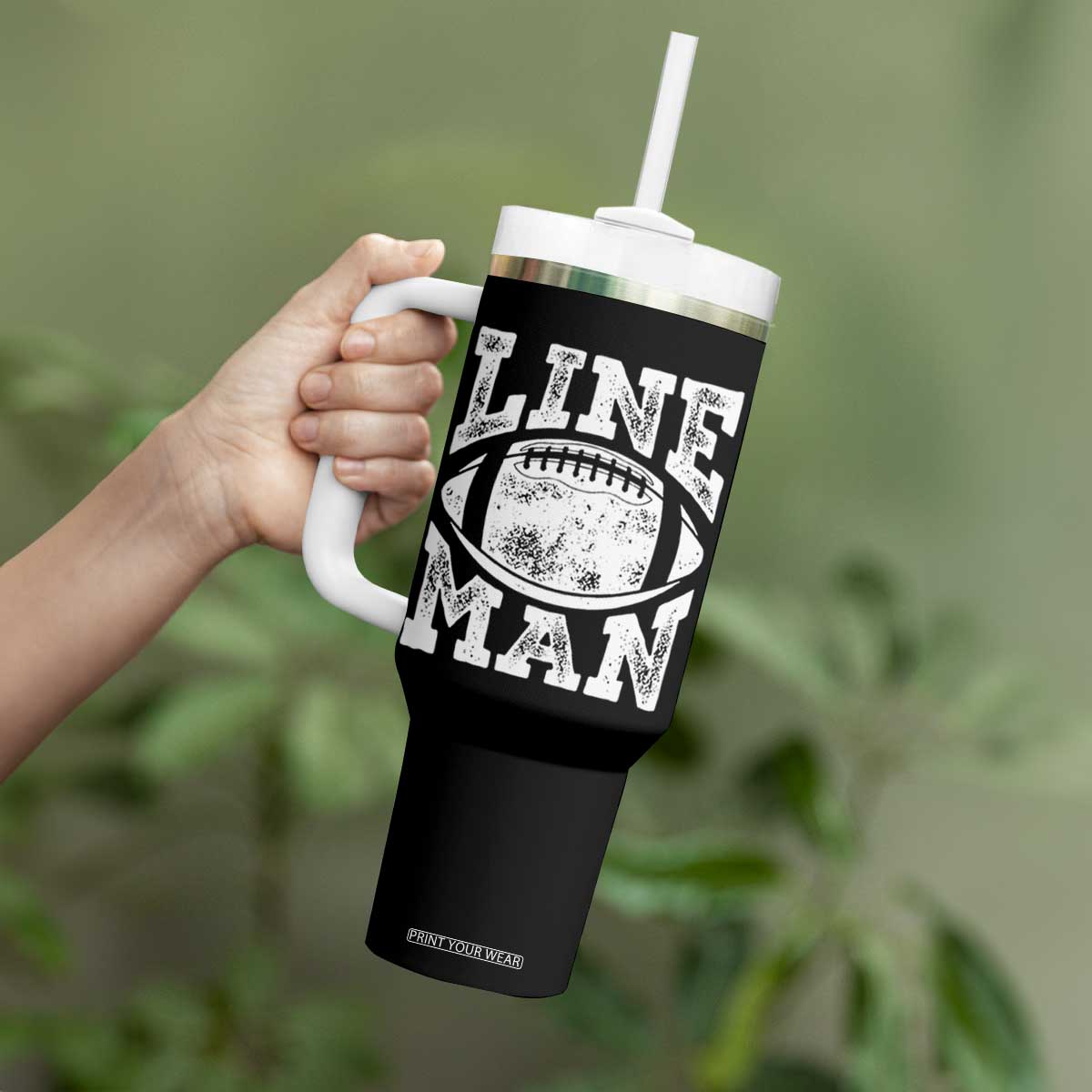 Football Linemen Tumbler With Handle Vintage Offensive Lineman TS10 Print Your Wear