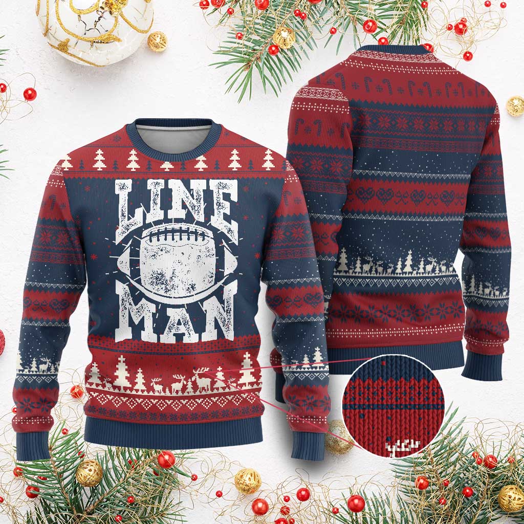 Football Linemen Knit Sweatshirt Vintage Offensive Lineman TS10 Burgundy Print Your Wear
