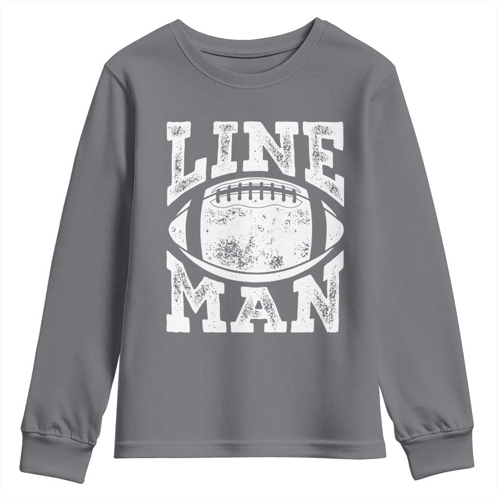 Football Linemen Youth Sweatshirt Vintage Offensive Lineman TS10 Charcoal Print Your Wear