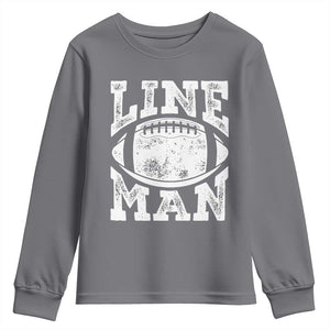 Football Linemen Youth Sweatshirt Vintage Offensive Lineman TS10 Charcoal Print Your Wear