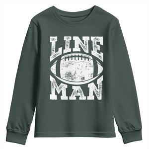 Football Linemen Youth Sweatshirt Vintage Offensive Lineman TS10 Dark Forest Green Print Your Wear