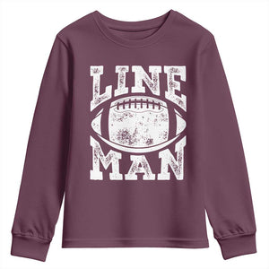 Football Linemen Youth Sweatshirt Vintage Offensive Lineman TS10 Maroon Print Your Wear