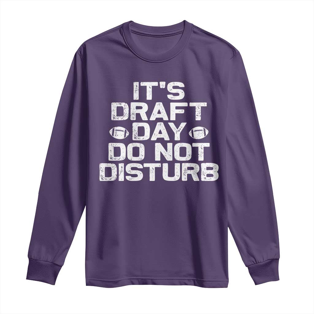 Funny Fantasy Football Long Sleeve Shirt It's Draft Day Do Not Disturb TS10 Purple Print Your Wear