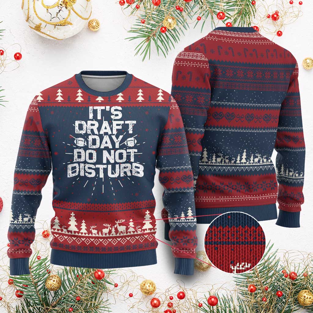 Funny Fantasy Football Knit Sweatshirt It's Draft Day Do Not Disturb TS10 Burgundy Print Your Wear