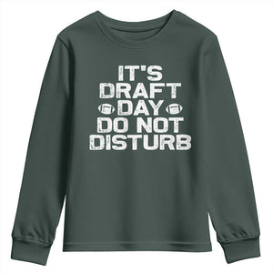Funny Fantasy Football Youth Sweatshirt It's Draft Day Do Not Disturb TS10 Dark Forest Green Print Your Wear
