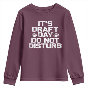 Funny Fantasy Football Youth Sweatshirt It's Draft Day Do Not Disturb TS10 Maroon Print Your Wear