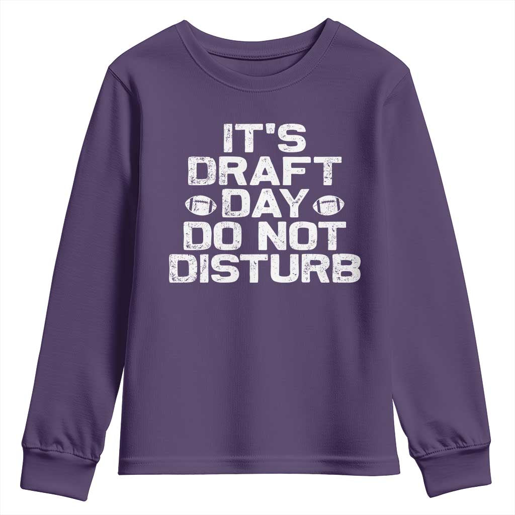 Funny Fantasy Football Youth Sweatshirt It's Draft Day Do Not Disturb TS10 Purple Print Your Wear