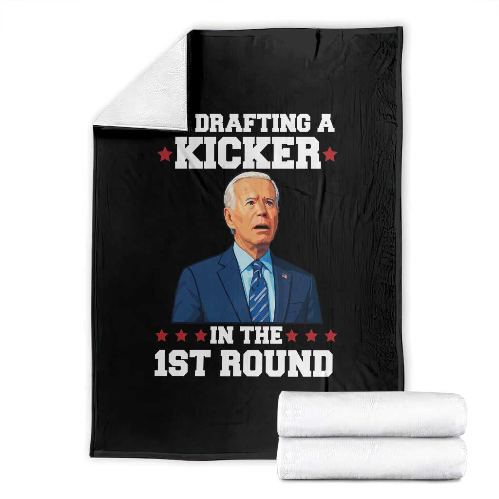 Funny Fantasy Football Throw Blanket Joe Biden Confused Drafting Kicker Draft Party TS10 Black Print Your Wear