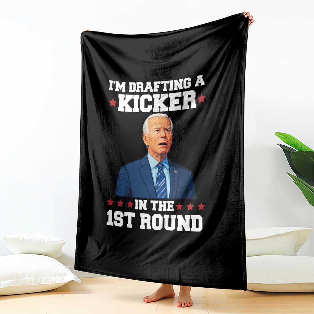 Funny Fantasy Football Throw Blanket Joe Biden Confused Drafting Kicker Draft Party TS10 Print Your Wear