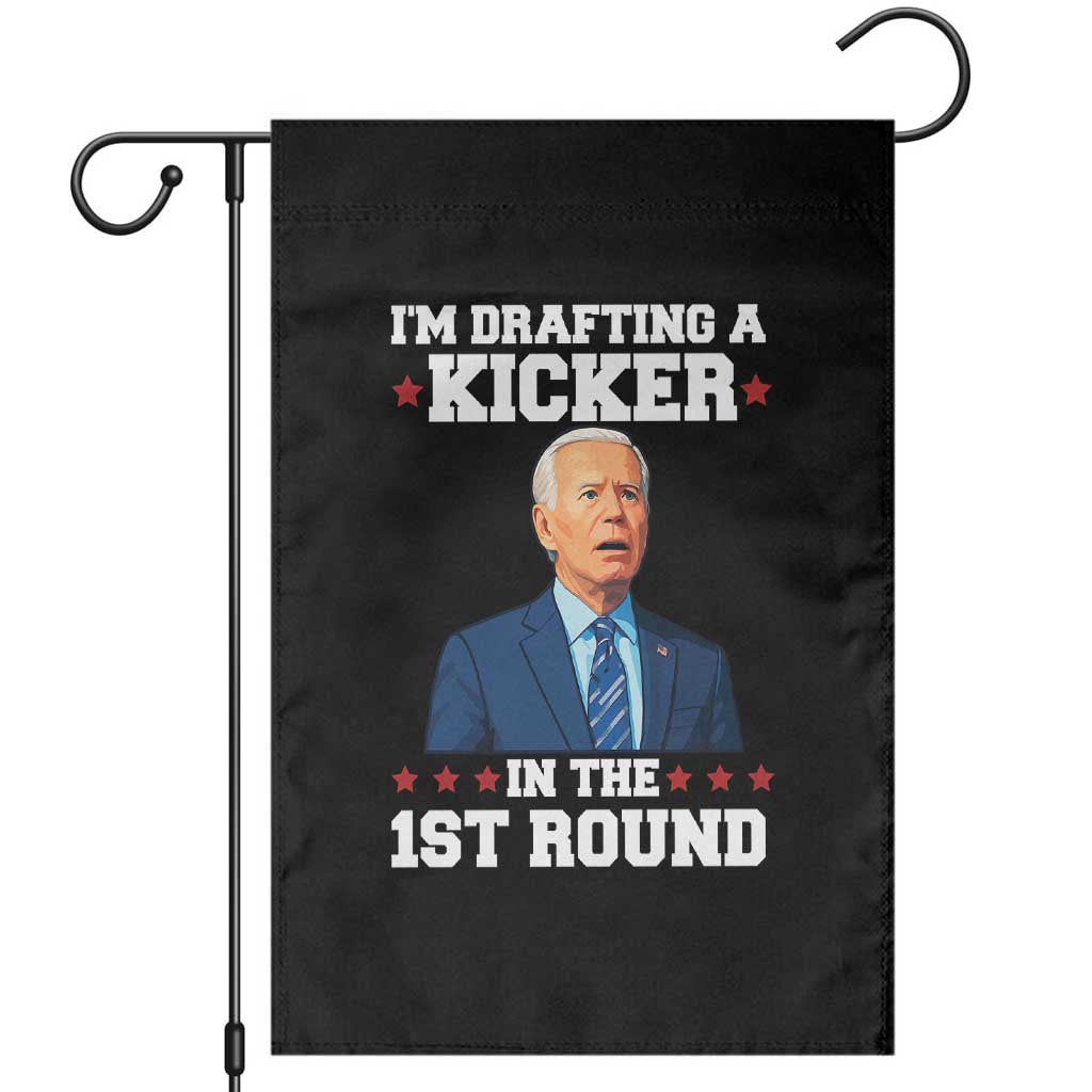 Funny Fantasy Football Garden Flag Joe Biden Confused Drafting Kicker Draft Party TS10 Black Print Your Wear