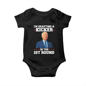 Funny Fantasy Football Baby Onesie Joe Biden Confused Drafting Kicker Draft Party TS10 Black Print Your Wear