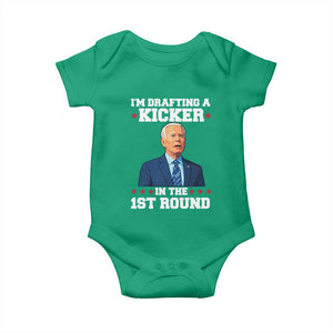 Funny Fantasy Football Baby Onesie Joe Biden Confused Drafting Kicker Draft Party TS10 Irish Green Print Your Wear