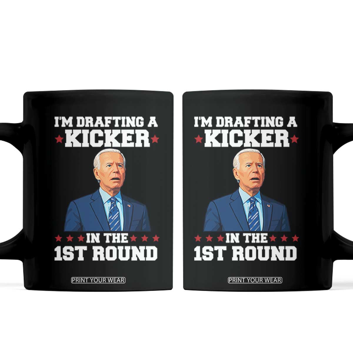 Funny Fantasy Football Coffee Mug Joe Biden Confused Drafting Kicker Draft Party TS10 Black Print Your Wear