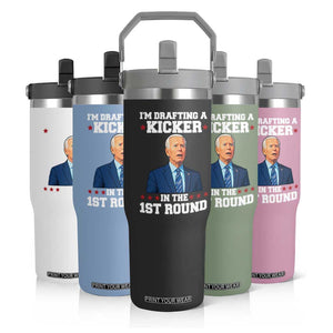 Funny Fantasy Football Flip Straw Tumbler Joe Biden Confused Drafting Kicker Draft Party TS10 Print Your Wear