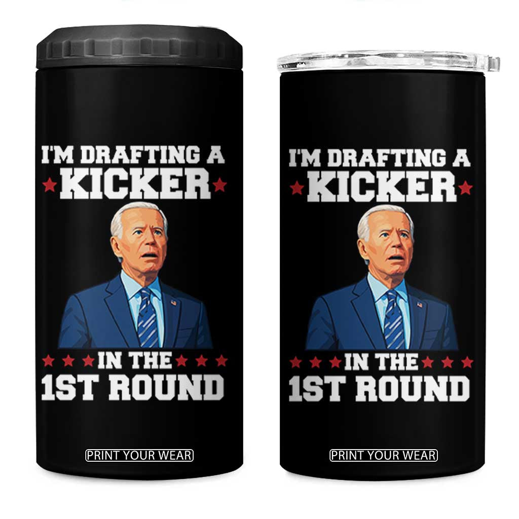 Funny Fantasy Football 4 in 1 Can Cooler Tumbler Joe Biden Confused Drafting Kicker Draft Party TS10 One Size: 16 oz Black Print Your Wear