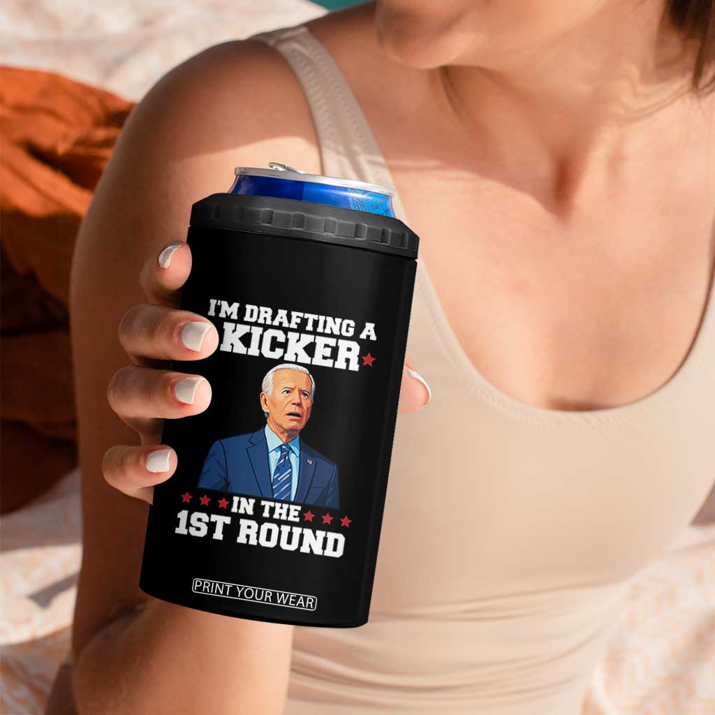 Funny Fantasy Football 4 in 1 Can Cooler Tumbler Joe Biden Confused Drafting Kicker Draft Party TS10 Print Your Wear