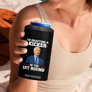 Funny Fantasy Football 4 in 1 Can Cooler Tumbler Joe Biden Confused Drafting Kicker Draft Party TS10 Print Your Wear