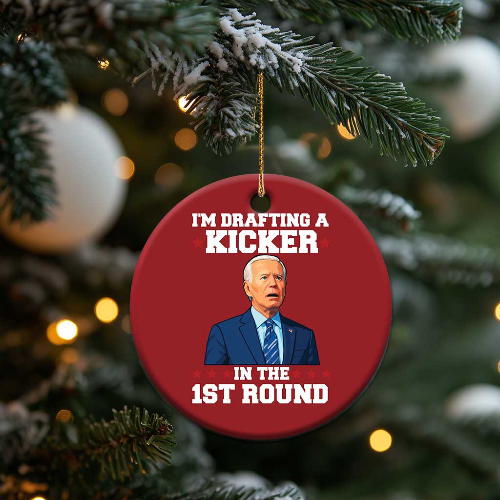 Funny Fantasy Football Christmas Ornament Joe Biden Confused Drafting Kicker Draft Party TS10 Print Your Wear