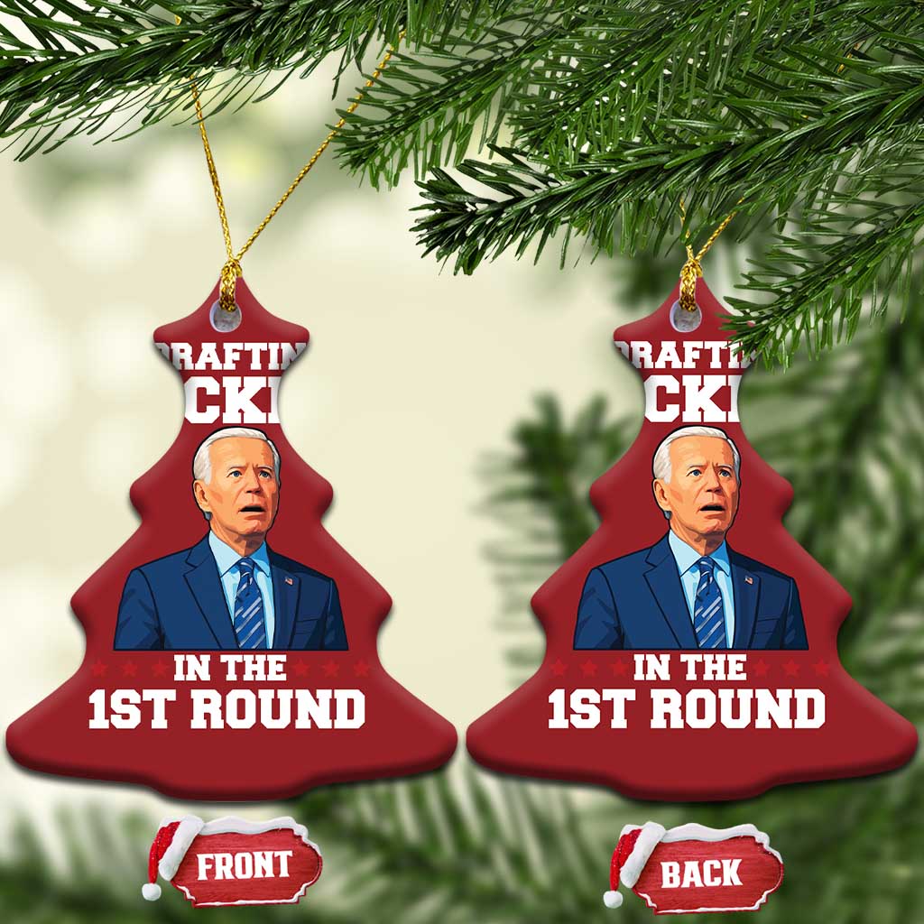 Funny Fantasy Football Christmas Ornament Joe Biden Confused Drafting Kicker Draft Party TS10 Christmas Tree Red Print Your Wear
