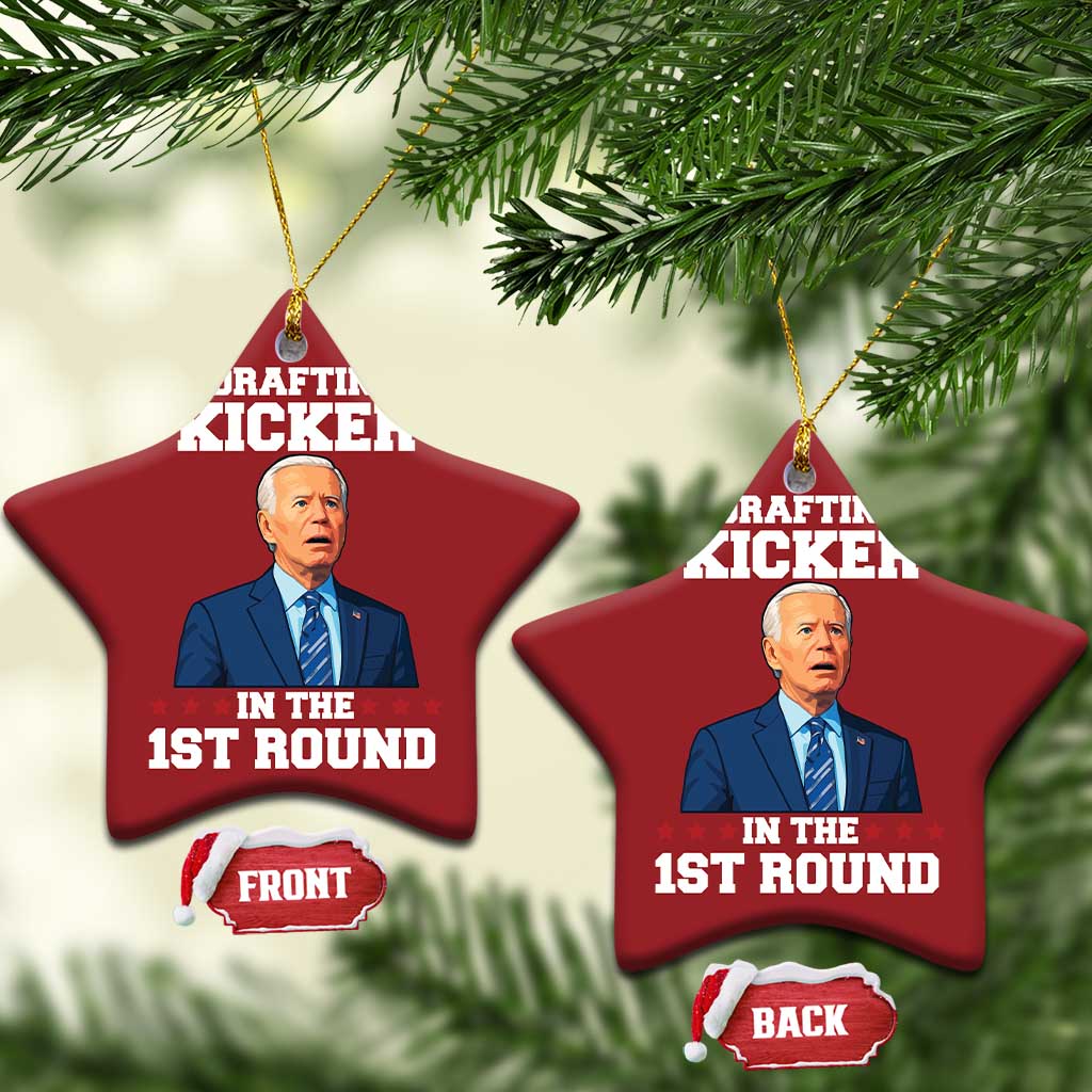Funny Fantasy Football Christmas Ornament Joe Biden Confused Drafting Kicker Draft Party TS10 Star Red Print Your Wear