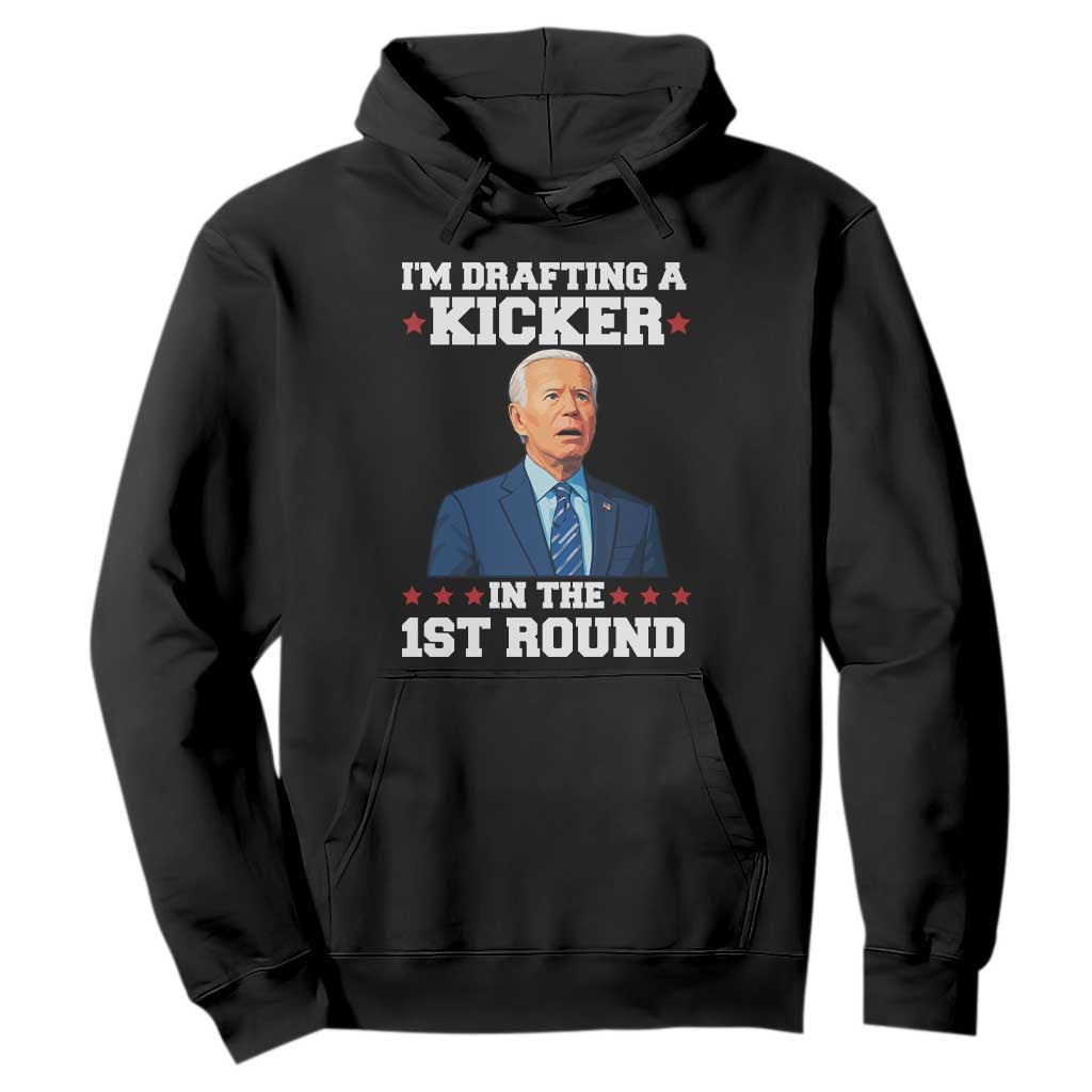 Funny Fantasy Football Hoodie Joe Biden Confused Drafting Kicker Draft Party TS10 Black Print Your Wear