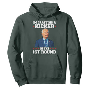 Funny Fantasy Football Hoodie Joe Biden Confused Drafting Kicker Draft Party TS10 Dark Forest Green Print Your Wear